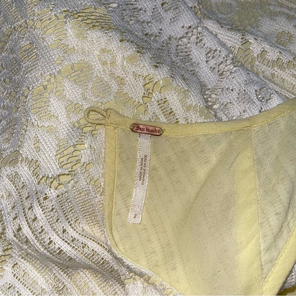 Free People Lace Rocco Mini Sundress White Yellow, Size 2 - Picture 8 of 10